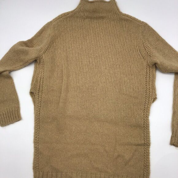 Project Naadam Womens Size XS Camel Open Knit Turtleneck Sweater Short Poncho - Picture 9 of 11